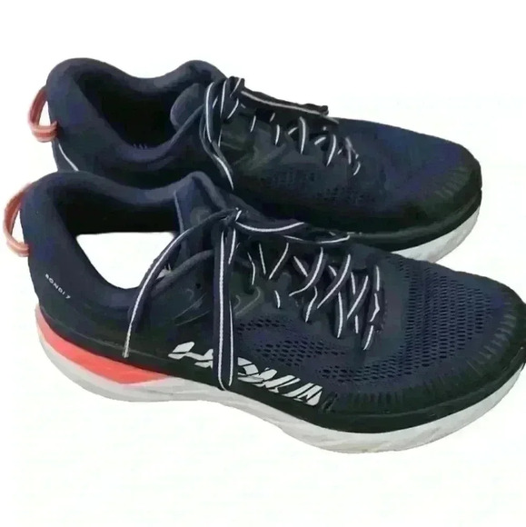 Hoka One One Bondi 7 Womens Running Shoes in Black Iris/Ballad Blue 9 - Picture 3 of 13